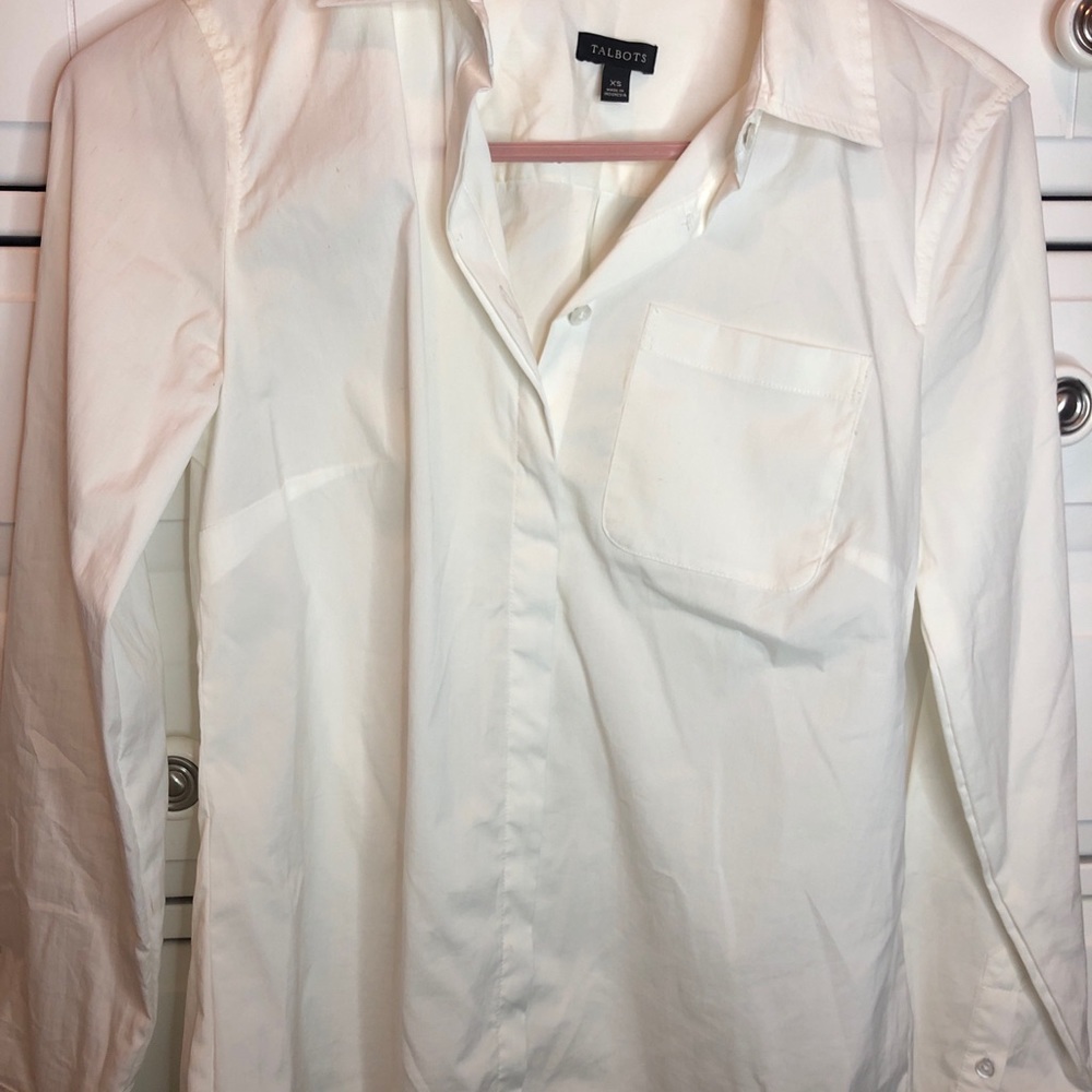 talbots white button down